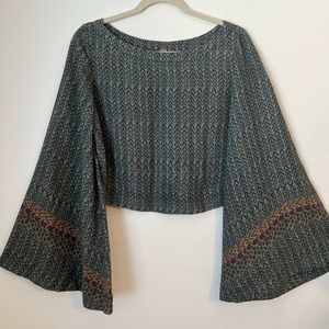 Free People patterned long sleeve bohemian blouse | size S